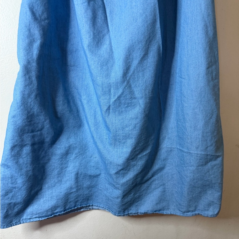 Available Blue Embroidered Chambray Boho Tunic Dress Size Large - Picture 7 of 9